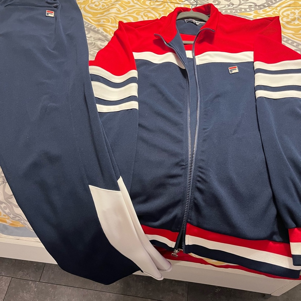 Fila sweatsuit  and Gucci loafers and Valentino sneakers all new